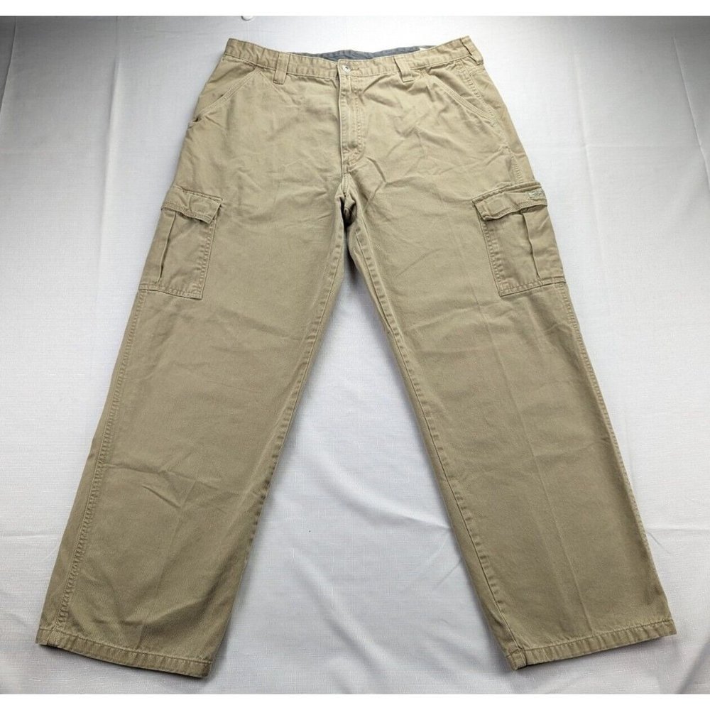 Wrangler Cargo Pants Men's Size 38x32 Brown Pockets Outdoors Flat Front